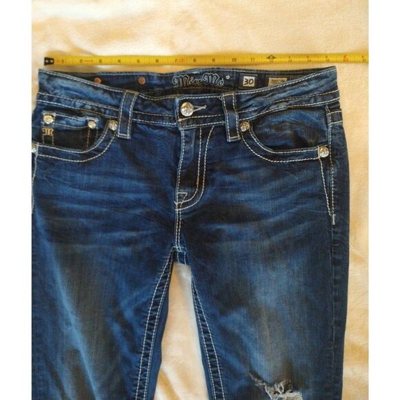 Miss me  distressed freyed cropped Size 30 Jeans  jeans Y2K Boho - Picture 6 of 9